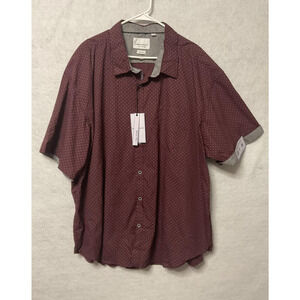 Paperdenim & cloth Shirt Mens 5X Burgundy Peached Poplin Short Sleeve Big Tall